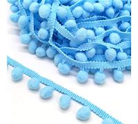 Elegante adorno de flecos de pompón de 2 yardas con cuentas, encaje de costura decorativo for cortinas, manteles y manualidades(Sky blue)