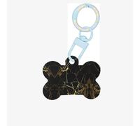 Elegante adorno de hueso de perro acrílico con impresión de textura de mármol dorado, etiquetas de perro personalizadas, llavero con forma de hueso