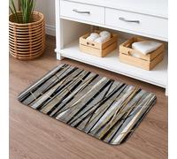 Elegante alfombra de baño a rayas grises y doradas, patrón geométrico moderno, absorbente, antideslizante, alfombra de ducha lavable de espuma viscoelástica durante todo el año, 40,6 x 60,9 cm