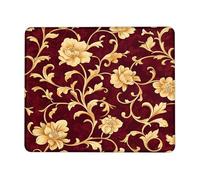 Elegante alfombrilla de mouse cuadrada floral para escritorio, diseño de flores de color burdeos, alfombrilla de mouse de goma antideslizante, lavable, para uso doméstico y oficina, cuadrada de 8 x 10