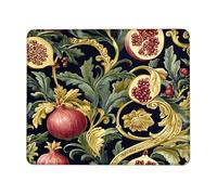 Elegante alfombrilla de mouse floral de granada, diseño vintage rojo y dorado, perfecta para decoración de otoño, oficina y hogar, alfombrilla de mouse cuadrada de goma antideslizante para juegos, 8 x