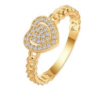 Elegante anillo de amor en forma de corazón para mujer, cadena de oro, anillo de amor estampado para mujer