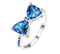 Elegante anillo de circonita grande con nudo de lazo para mujer, joyería exquisita y brillante, joyería de moda, adecuado para todas las ocasiones, muestra perfectamente el temperamento elegante de