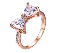 Elegante anillo de circonita grande con nudo de lazo para mujer, joyería exquisita y brillante, joyería de moda, adecuado para todas las ocasiones, muestra perfectamente el temperamento elegante de