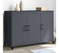 Elegante aparador de chapa de acero laminado en frío con 4 ruedas, elegante mueble con amplio espacio de almacenamiento para oficina y sala de estar, resistente y fácil de limpiar.