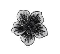 Elegante aplique de flores bordado, ideal para entusiastas de la moda y diseñadores, Metal
