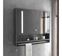 Elegante armario con espejo de baño negro de 80 cm, mueble de almacenamiento funcional para decoración del hogar, organización y medicina en sala de estar y baño