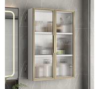 Elegante armario de baño de madera montado en la pared con puertas de cristal, ahorro de espacio para almacenamiento encima del inodoro, gabinete de medicina de madera maciza para baño, dormitorio y