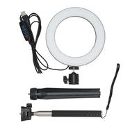 Elegante aro de luz LED, palo selfie con trípode y 3 modos de luz regulables, tu asistente personal de fotografía (6 pulgadas).
