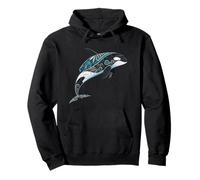 Elegante arte de orca ballena en estilo oceánico de filigrana Sudadera con Capucha