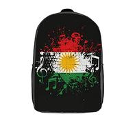 Elegante Backpack Música Bandera del Kurdistán Bolso Mochila Al Aire Libre Bolsa De Viaje para Mujeres, Gimnasio, Adolescente, 42X32X14Cm