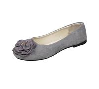 Elegante bailarina plana plana para mujer de ante para verano, mocasines Mary Jane ligeros, sandalias de plataforma ligeras, ideales para el día a día, sandalias de punta descalza, gris, 38 EU