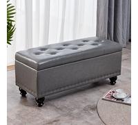 Elegante banco de almacenamiento de piel sintética con reposapiés espacioso compartimento ideal para entrada, dormitorio, pasillo, sala de estar, diseño elegante, muebles multifuncionales