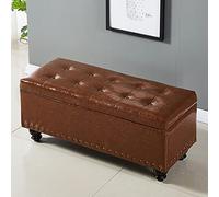 Elegante banco de almacenamiento de piel sintética grande tapizado otomano para dormitorio, sala de estar y entrada, 100 x 40 x 43 cm, solución versátil para sentarse al final de la cama