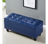 Elegante banco de almacenamiento de piel sintética grande tapizado para dormitorio, sala de estar, entrada, asiento de almacenamiento moderno, banco decorativo final de cama, 80 x 40 x 43 cm