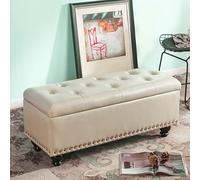 Elegante banco de almacenamiento de piel sintética tapizado para pasillo, sala de estar, asiento de ventana, muebles elegantes con amplia solución de almacenamiento