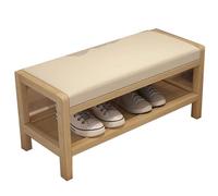 Elegante banco de almacenamiento de zapatos de madera con asiento acolchado, zapatero de 2 niveles para entrada, dormitorio, armario, sala de estar, pasillo, elegante y funcional, C-75 x 30 x 36 cm