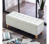 Elegante banco de almacenamiento de zapatos tapizado otomano para entrada, sala de estar y dormitorio, tela de lino, 39 x 16 x 18 pulgadas, decoración moderna para el hogar y nización