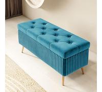 Elegante banco de almacenamiento otomano de madera para uso en interiores, baúl de 120 cm para entrada y dormitorio con patas, taburete moderno (color: verde)