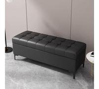 Elegante banco de almacenamiento otomano negro para dormitorio y sala de estar, solución de almacenamiento rectangular tapizada al final de la cama con asiento (80 x 40 x 43 cm), perfecto para entrada