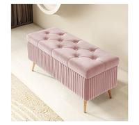 Elegante banco de almacenamiento rosa de 120 x 40 x 45 cm, reposapiés multifuncional para dormitorio, elegante nizer de entrada, solución perfecta de decoración del hogar para una vida sin desorden