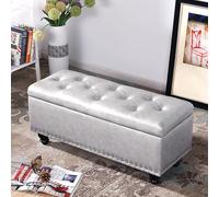 Elegante banco de almacenamiento tapizado de piel sintética multifuncional, solución de asiento para pasillo, dormitorio o sala de estar, muebles elegantes