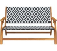 Elegante banco de jardín, color blanco y negro, diseño geométrico, 122 x 76 x 73,5 cm, para uso en interiores y exteriores con balcón
