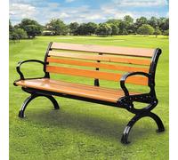 Elegante banco de jardín para 3 personas, de hierro fundido duradero y madera maciza, muebles de patio al aire libre para césped, patio, terraza, piscina, asiento cómodo y elegante para relajarse