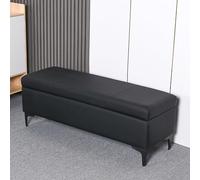 Elegante banco de zapatos de piel sintética negra con almacenamiento, otomana tapizada moderna para entrada y dormitorio, elegante reposapiés con nizer de lujo con parte superior elevadora (24 x 16 x