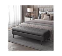 Elegante banco gris oscuro para el final de la cama, reposapiés de madera maciza con almacenamiento, otomano versátil para dormitorio, cómodo taburete de sofá, taburete ideal para decoración del hogar