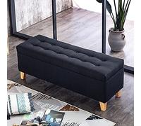 Elegante banco otomano para almacenamiento de zapatos, reposapiés tapizado para entrada, sala de estar y dormitorio, tela de lino, 39 x 16 x 18 pulgadas, muebles modernos para el hogar