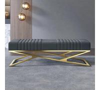 Elegante banco tapizado de terciopelo, elegante almacenamiento de zapatos de entrada con patas doradas, sofá moderno para dormitorio, asiento versátil al final de la cama (80 x 38 x 42 cm, color A)