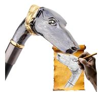 Elegante Bastón Steampunk de Aleación, Bastón Gótico de Lujo para Caballeros con Pomo en Forma de Cabeza de Perro, 93 Cm, para Cosplay y Fiestas.(Black Gold)