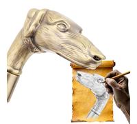 Elegante Bastón Steampunk de Aleación, Bastón Gótico de Lujo para Caballeros con Pomo en Forma de Cabeza de Perro, 93 Cm, para Cosplay y Fiestas.(Bronze)