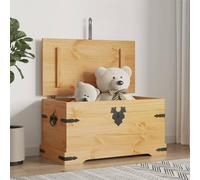 Elegante baúl de almacenamiento de madera de pino de 91 x 49,5 x 47 cm, diseño Corona Ran para interiores, elegante, decoración del hogar, solución de almacenamiento multifuncional para cualquier