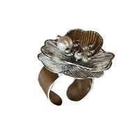 Elegante Blanco Perlas Flores Declaración Anillos Para Mujeres Con Bandas Abiertas Ajustable Para Bodas Y Cumpleaños Promesa De Boda