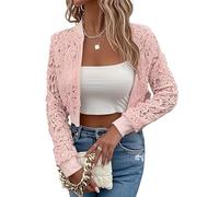 Elegante Blazer Mujer - Chaqueta Bomber De Mujer con Cuello Alto Cremallera Y Malla Transparente con Encaje Chaqueta De Béisbol De Manga Larga A La Moda Top Bohemio De Crochet Abrigo Ligero De Prim