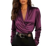 Elegante Blusa De Satén con para Mujer, Blusa Manga Larga De Primavera, Blusa Vintage Mujer, Camisas Calle Holgadas Manga Larga, Camisa Casual, Cuello Oficina, Uso Diario