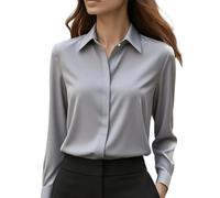 Elegante Blusa De Satén con para Mujer, Blusa Manga Larga De Primavera, Blusa Vintage para Mujer, Camisas Calle Holgadas Manga Larga a Mujer, Adecuada El Trabajo Y Los Negocios