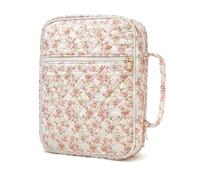 Elegante bolsa acolchada de regalo con compartimentos interiores, bolsillo con cremallera para bolígrafos, teléfono, regalos esenciales, rojo con flor, Talla única