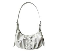 Elegante bolsa cruzada ajustable con diseño de nudo de lazo, práctica bolsa de poliuretano espaciosa para las axilas para uso diario esencial con lazos, bolsa de hombro para mujer, White, One Size