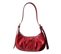 Elegante bolsa cruzada ajustable con diseño de nudo de lazo, práctica bolsa de poliuretano espaciosa para las axilas para uso diario esencial con lazos, bolsa de hombro para mujer, Red, One Size