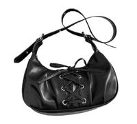 Elegante bolsa cruzada ajustable con diseño de nudo de lazo, práctica bolsa de poliuretano espaciosa para las axilas para uso diario esencial con lazos, bolsa de hombro para mujer, Black, One Size