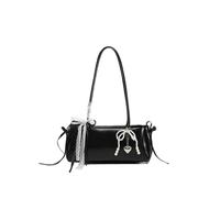 Elegante bolsa cuadrada pequeña para mujer con detalle de lazo, elegante mini bolsa de inspiración vintage con asa superior, bolso para uso diario, ocasiones especiales, Black, 12.59*4.72*10.23 in