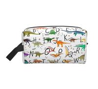 Elegante bolsa de almacenamiento de alfabetos con dinosaurios, bolsa de aseo de viaje, bonita bolsa de cosméticos, accesorios de maquillaje, White, Talla única