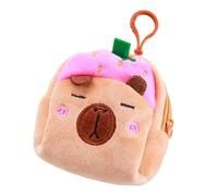 Elegante bolsa de almacenamiento de monedas Capybaras con materiales de poliéster suave, adecuada para amantes de los animales y estudiantes, uso diario, Capibara de fresa