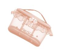 Elegante bolsa de cosméticos de nailon con costuras de corazón, organizador de diseño de múltiples bolsillos para belleza, esencial para viajes, organizador con compartimentos, c, Talla única