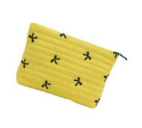 Elegante bolsa de cosméticos multifuncional con diseño de lazo, bolsas de maquillaje para un almacenamiento limpio y limpio, Amarillo