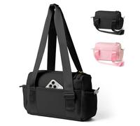 Elegante bolsa de deporte compacta para mujeres y niñas, bolsa deportiva impermeable con bolsillo separado para mojado y bonito diseño, Negro -