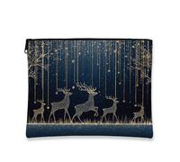 Elegante bolsa de maquillaje, bolsa de viaje con patrón de ciervo brillante para mujer, organizador portátil de lona con cremallera, bolsa de aseo para el cuidado de la piel de vacaciones, marino, 7x9